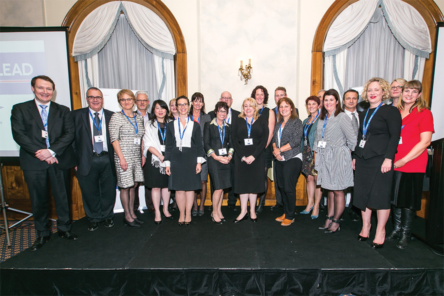 Guests seated at tables during the Women Lead gala dinner